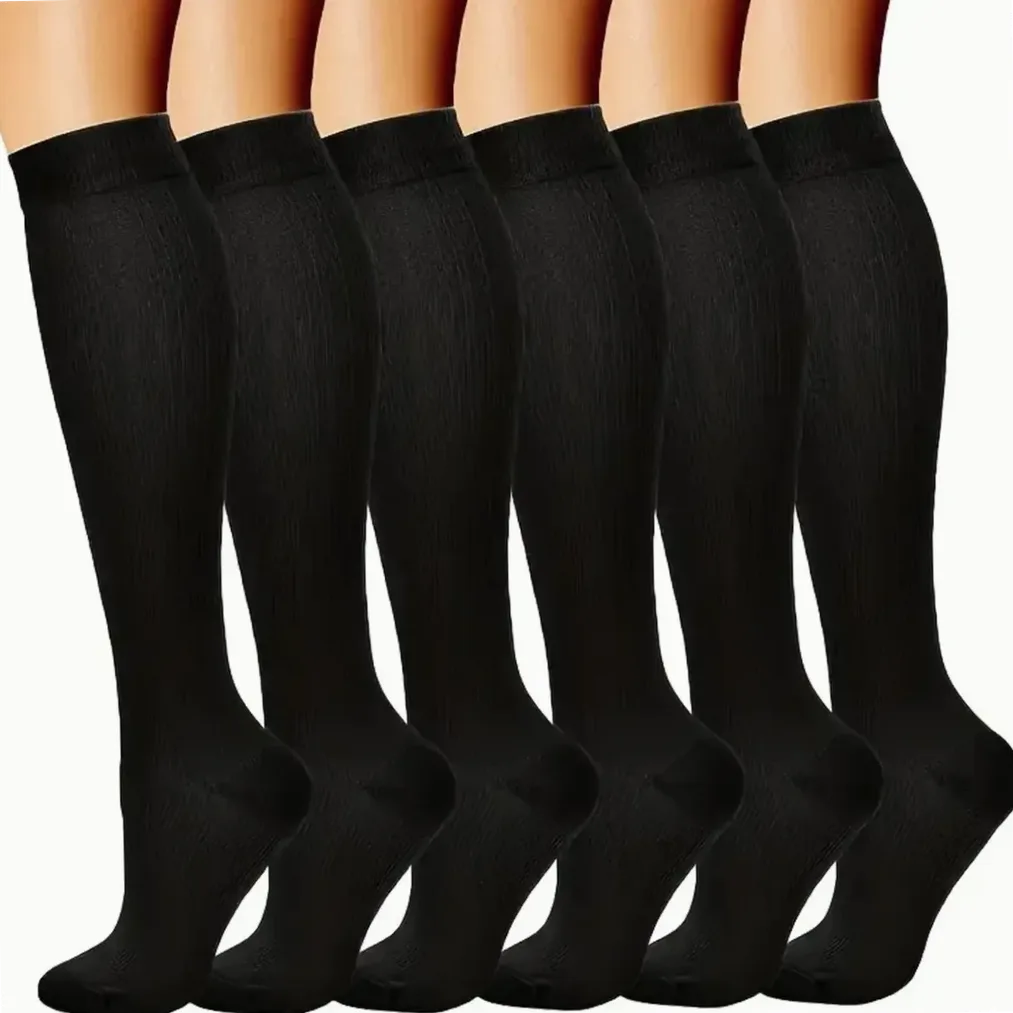 6 paires chaussettes de compression unis noir couleur peau