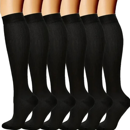 6 paires chaussettes de compression unis noir couleur peau