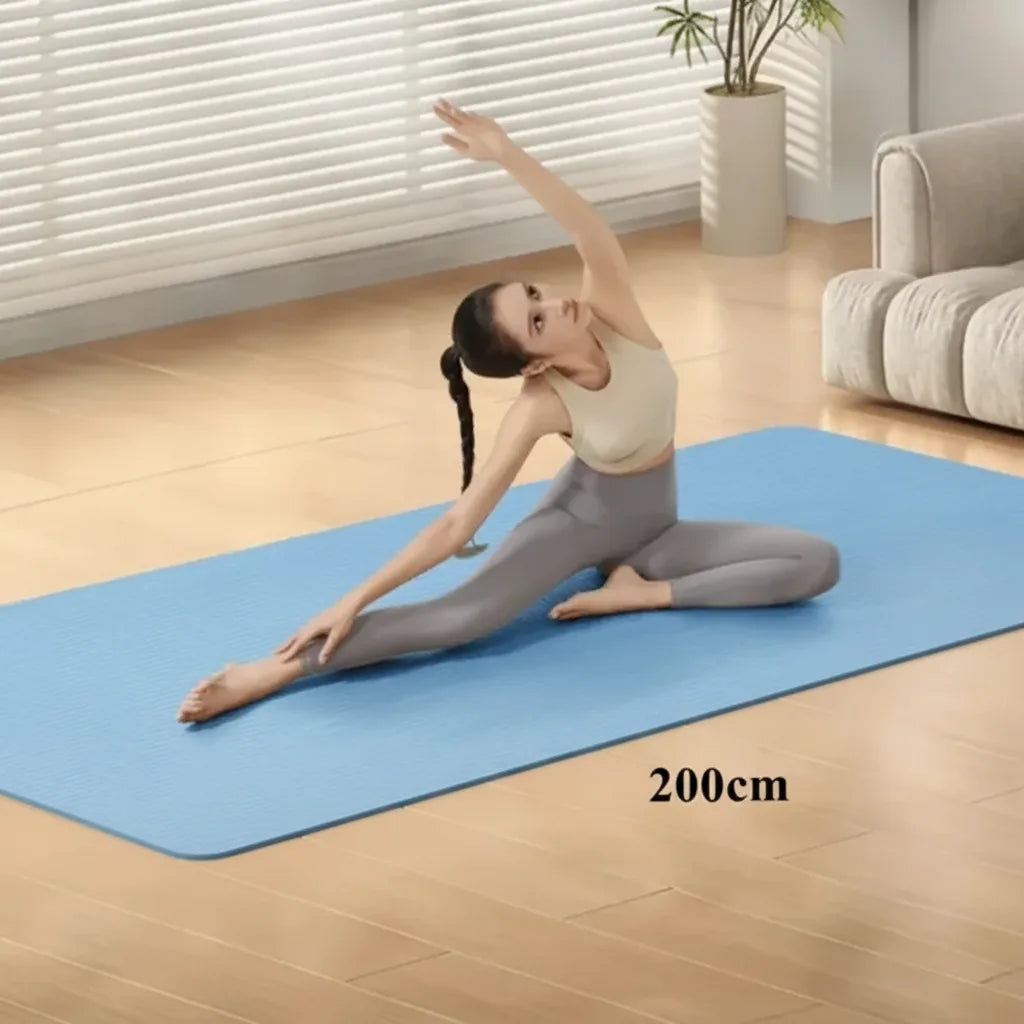 Tapis de yoga extra-large 200x90 cm 10 mm épais antidérapant NBR avec sangle