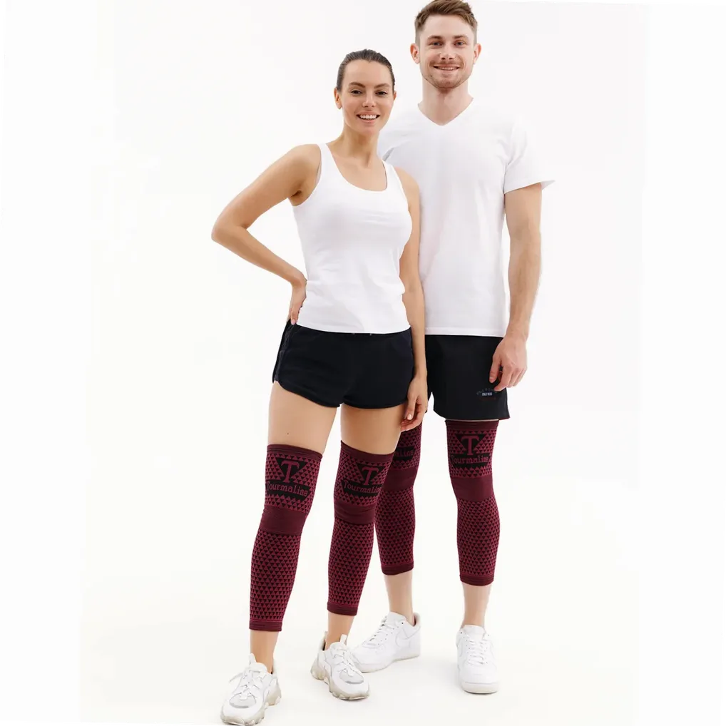 Gaine de compression jambe complète tourmaline infrarouge longue pour mollet et genou