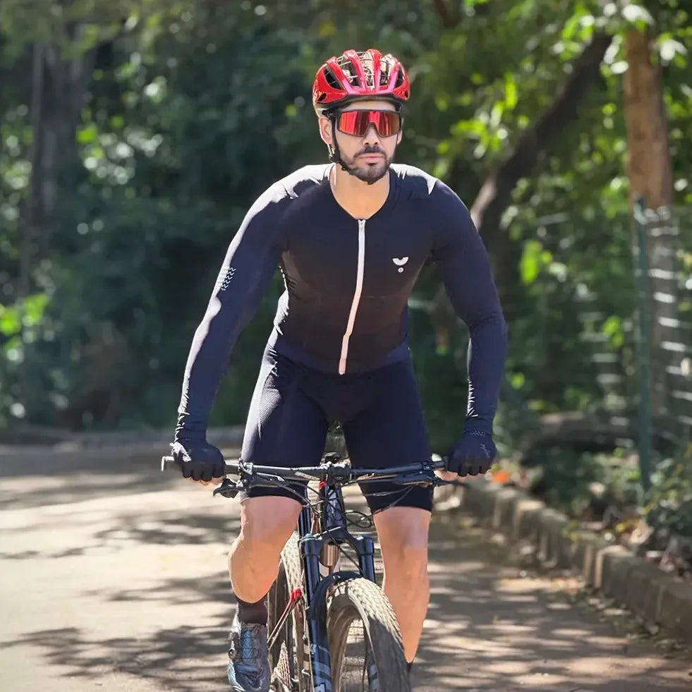 Maillot cycliste homme manches longues respirant noir