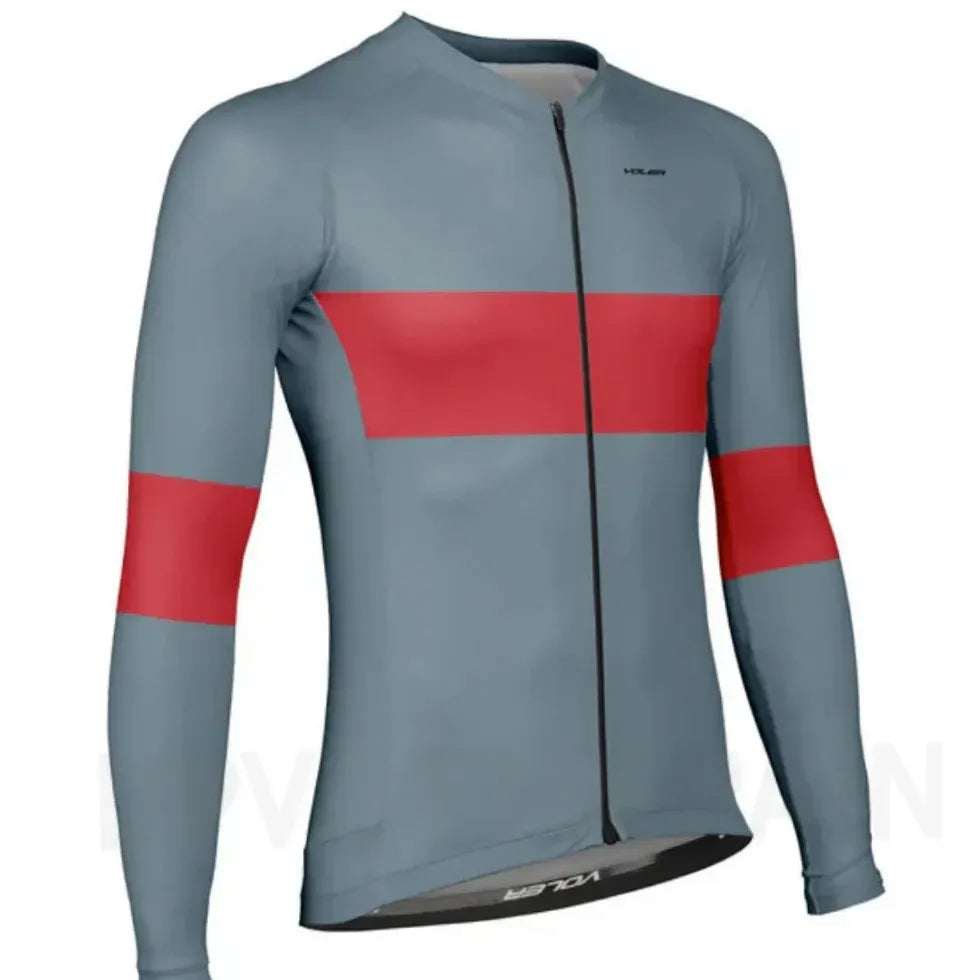 Maillot vélo homme manches longues aérodynamique respirant séchage rapide coupe slim