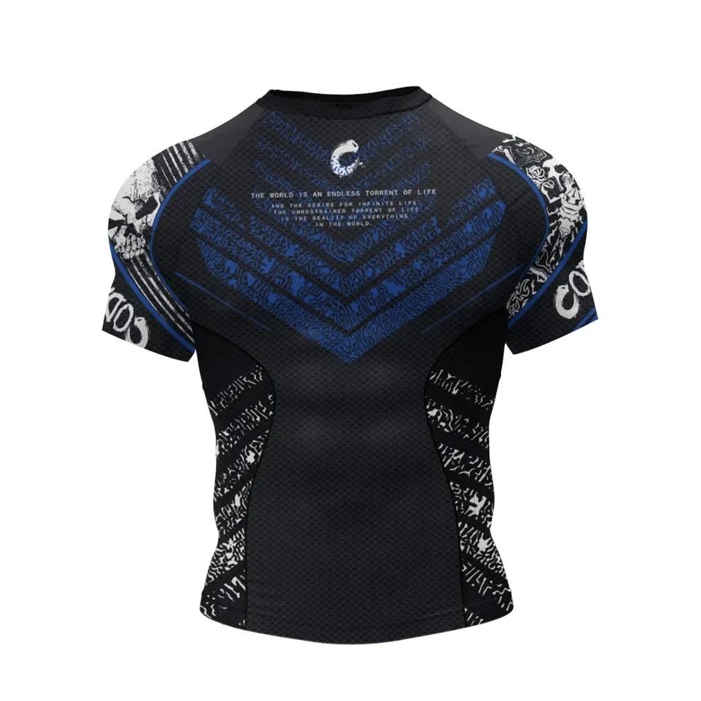 T-shirt de compression manches courtes homme pour jiu-jitsu et musculation
