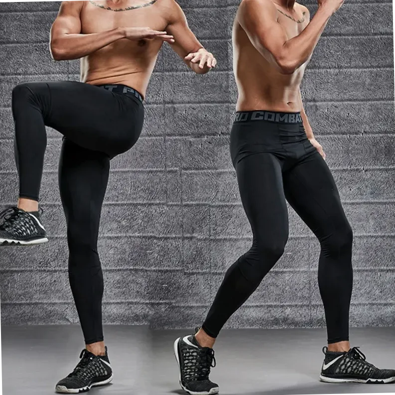 pantalon-de-compression-homme-running-gym-noir
