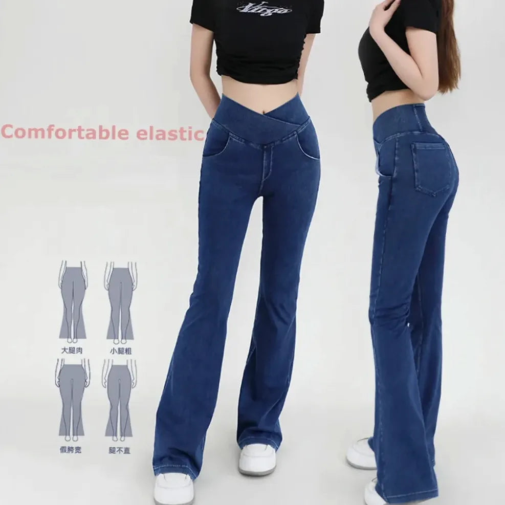 pantalon-femme-evase-taille-haute-stretch-4