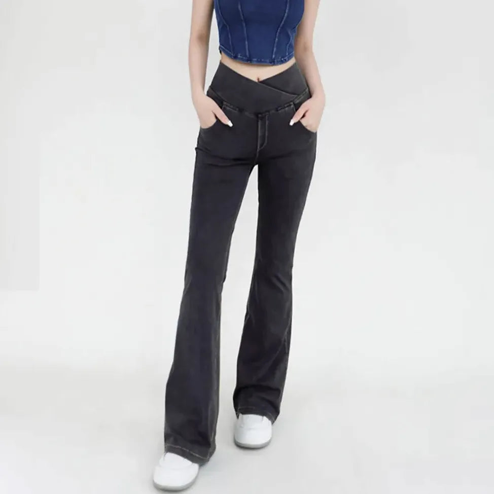 pantalon-femme-evase-taille-haute-stretch-4