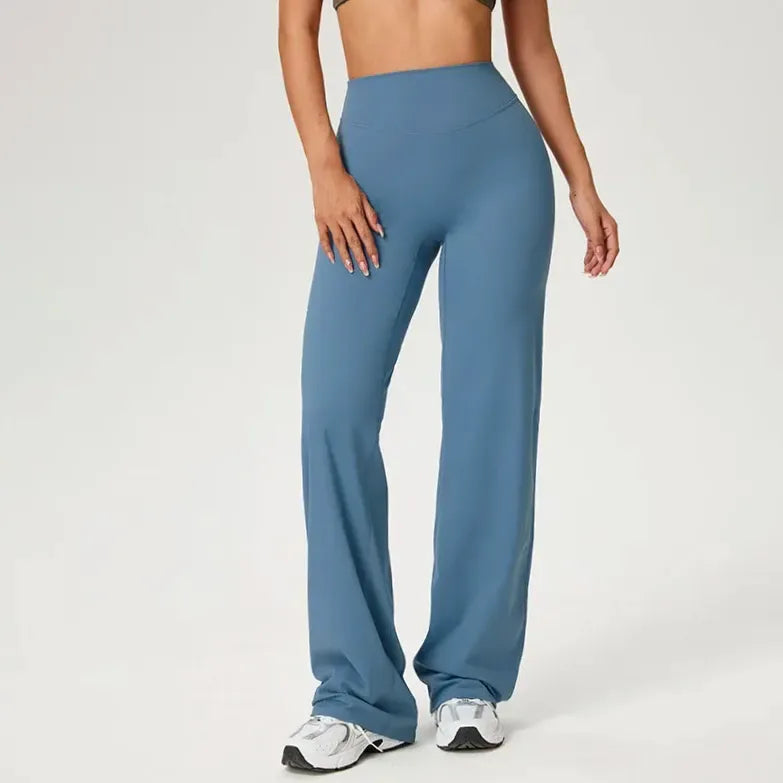 Pantalon yoga femme taille haute jambe droite en nylon ultra-doux