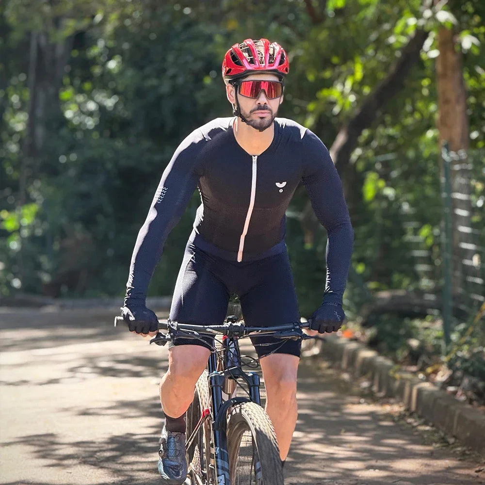 Maillot cycliste homme manches longues respirant noir